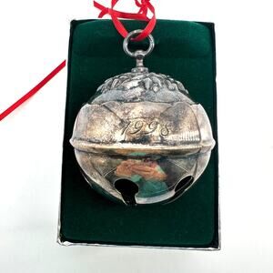 Reed & Barton 1998 Holly Bell Silverplate Christmas Ornament Vintage Retired